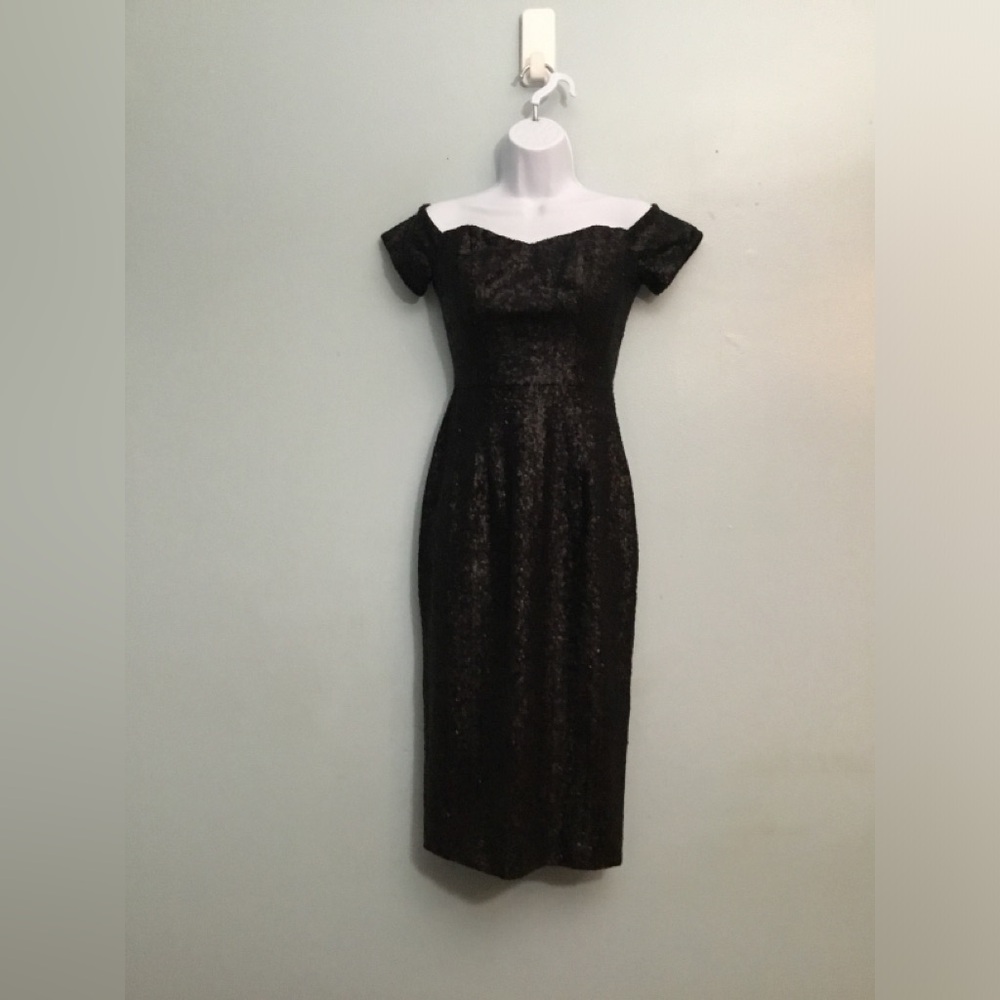 Dress the Population Black Lace Off-Shoulder Maxi Dress
